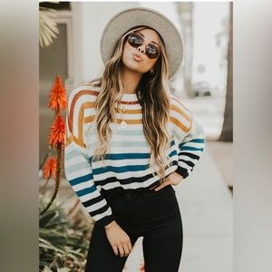 Color block stripped sweater